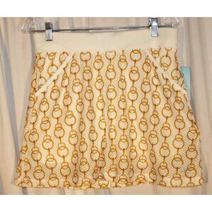 NEW Sofibella MEDIUM Airflow Tennis Skirt Skort - Chain Link Gold White